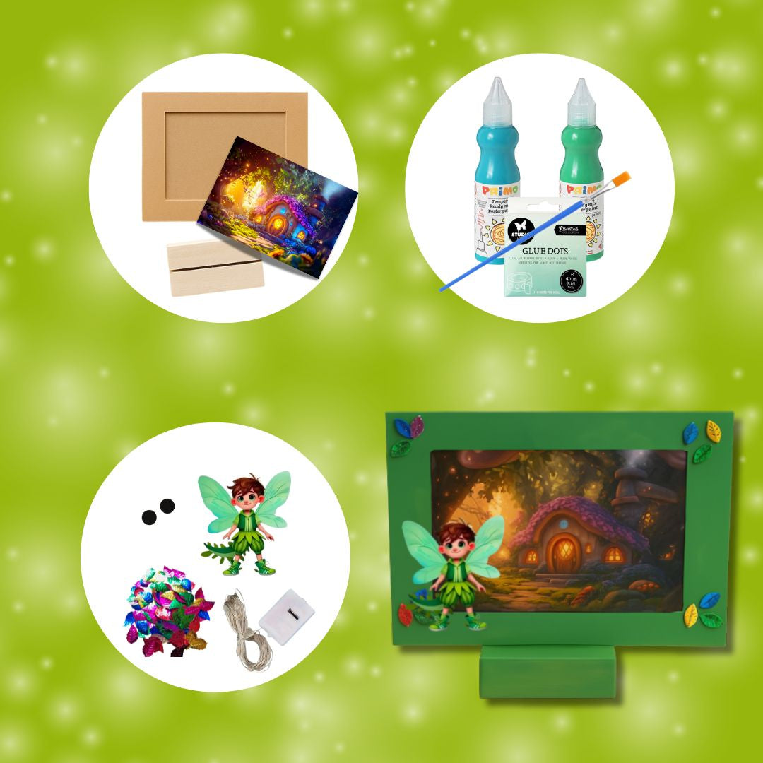 Kinderfeest knutselpakket Twinkelraam met lampje